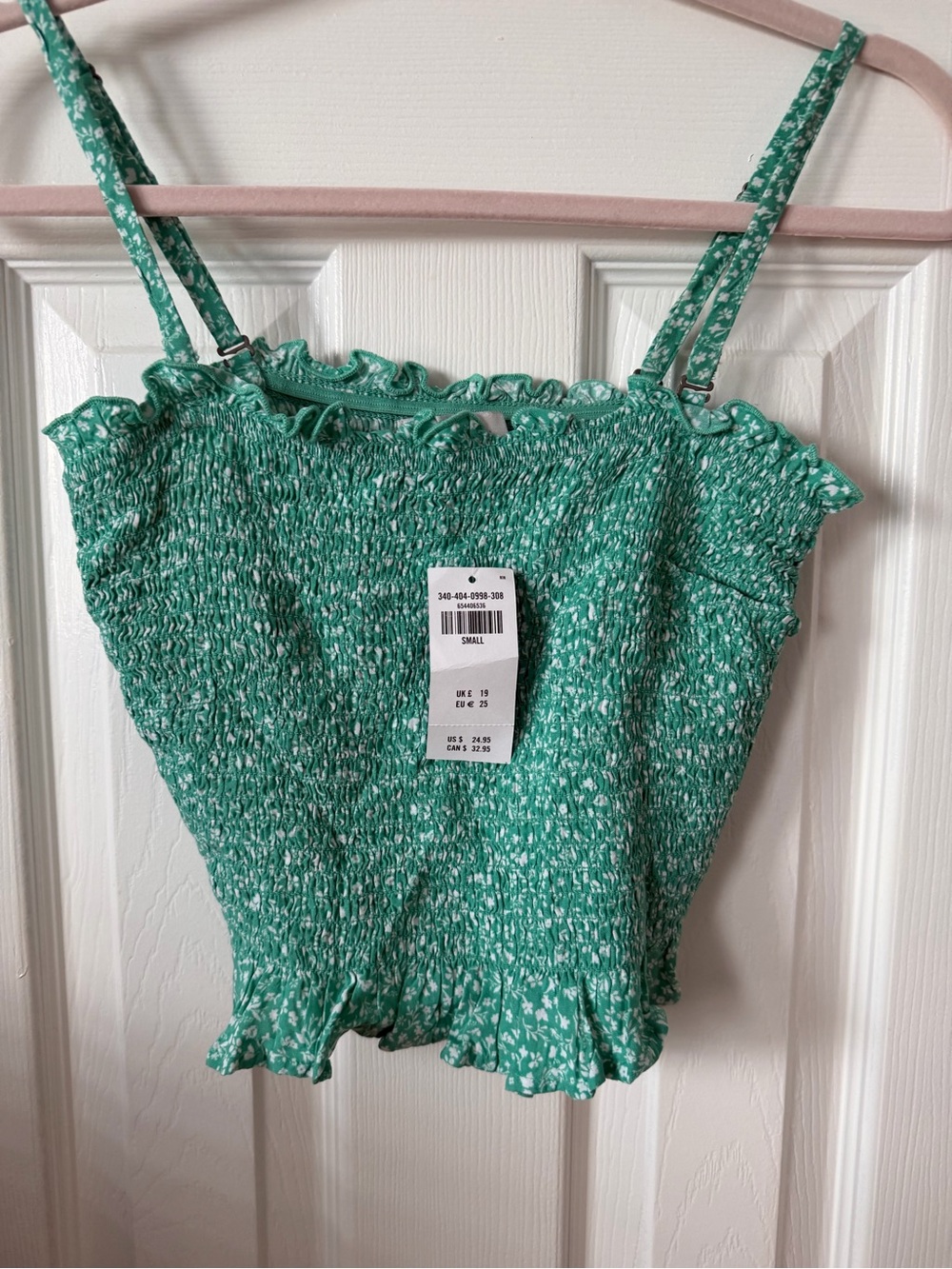 Hollister Green Smocked Floral Print Camisole